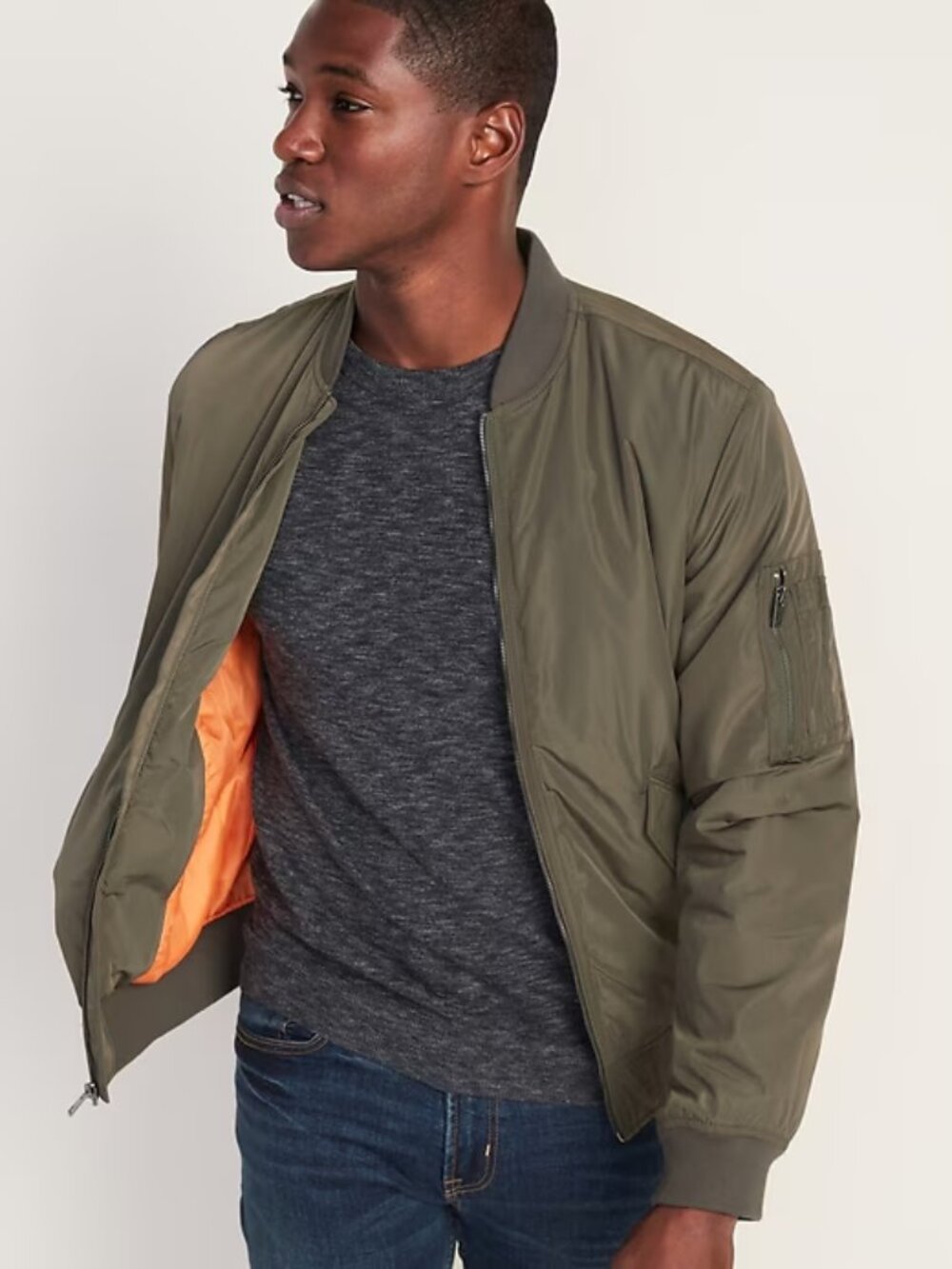 Old Navy Water-Resistant Men's Army Green Bomber Jacket